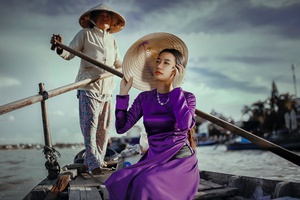 Vietnamese Woman in a Purple Dress