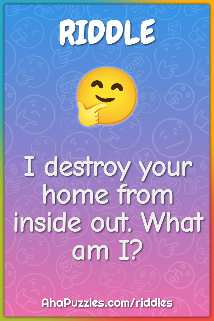 I destroy your home from inside out. What am I?