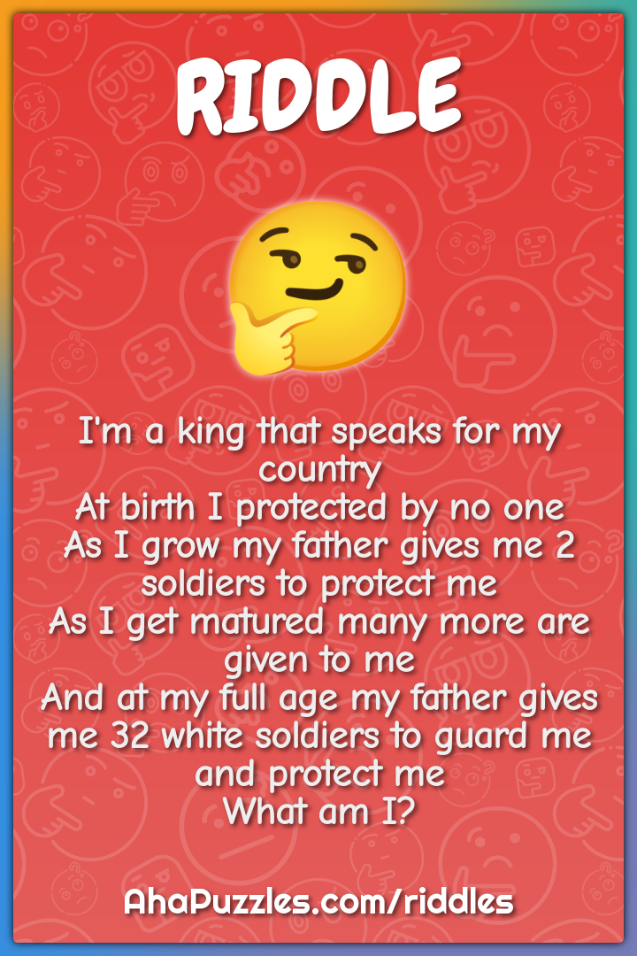 I'm a king that speaks for my country At birth I protected by no one...